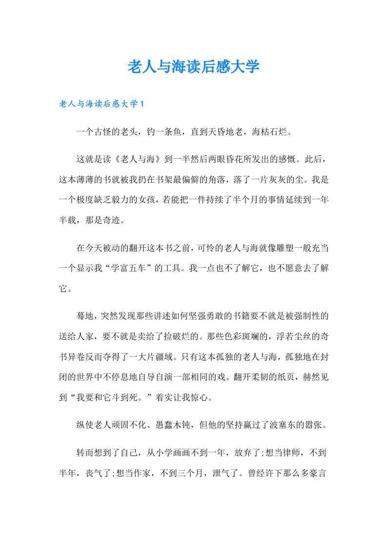 老人与海读后感大学