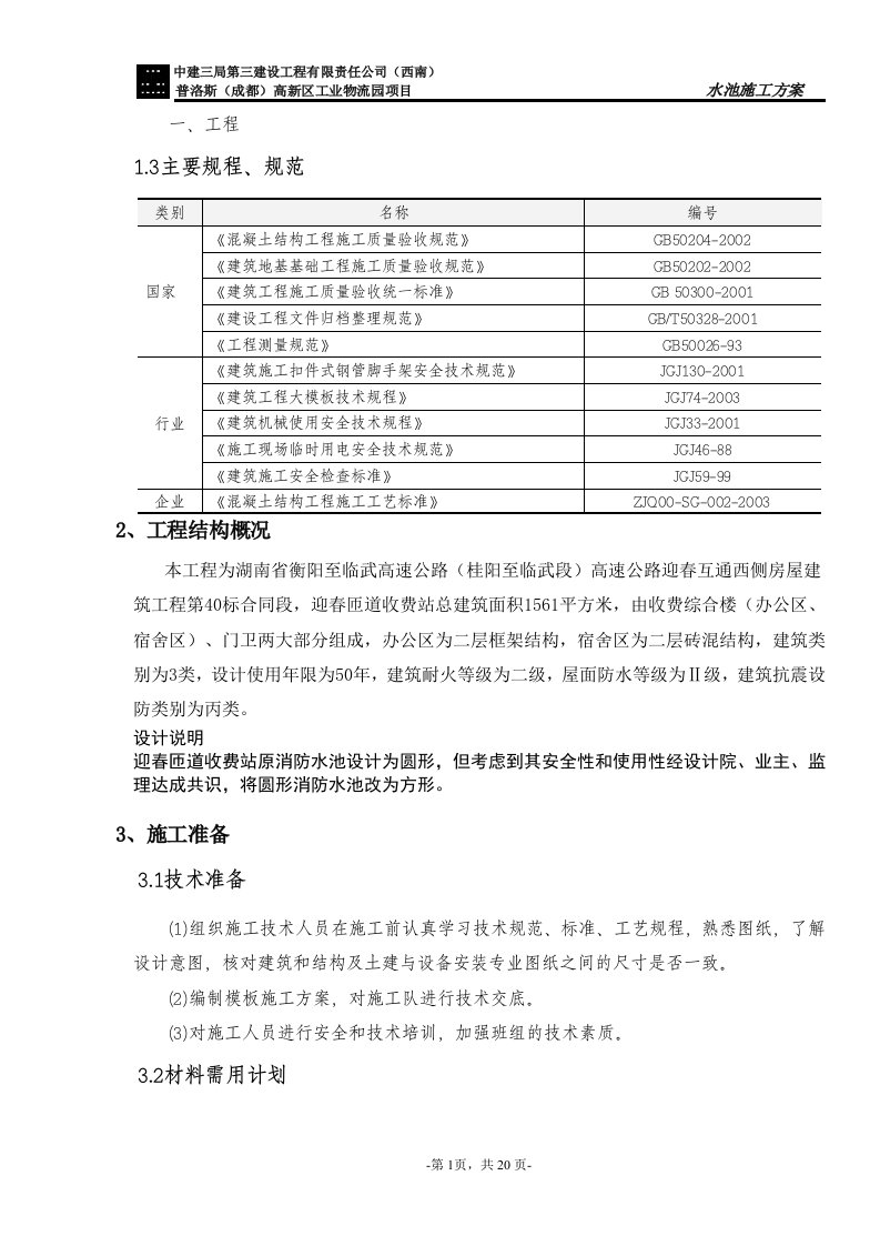 消防水池施工方案