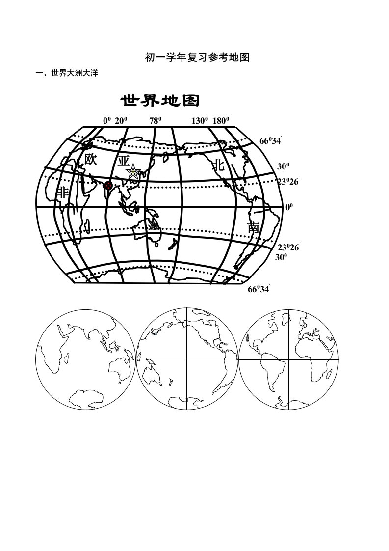 世界空白地图集(初一学年)