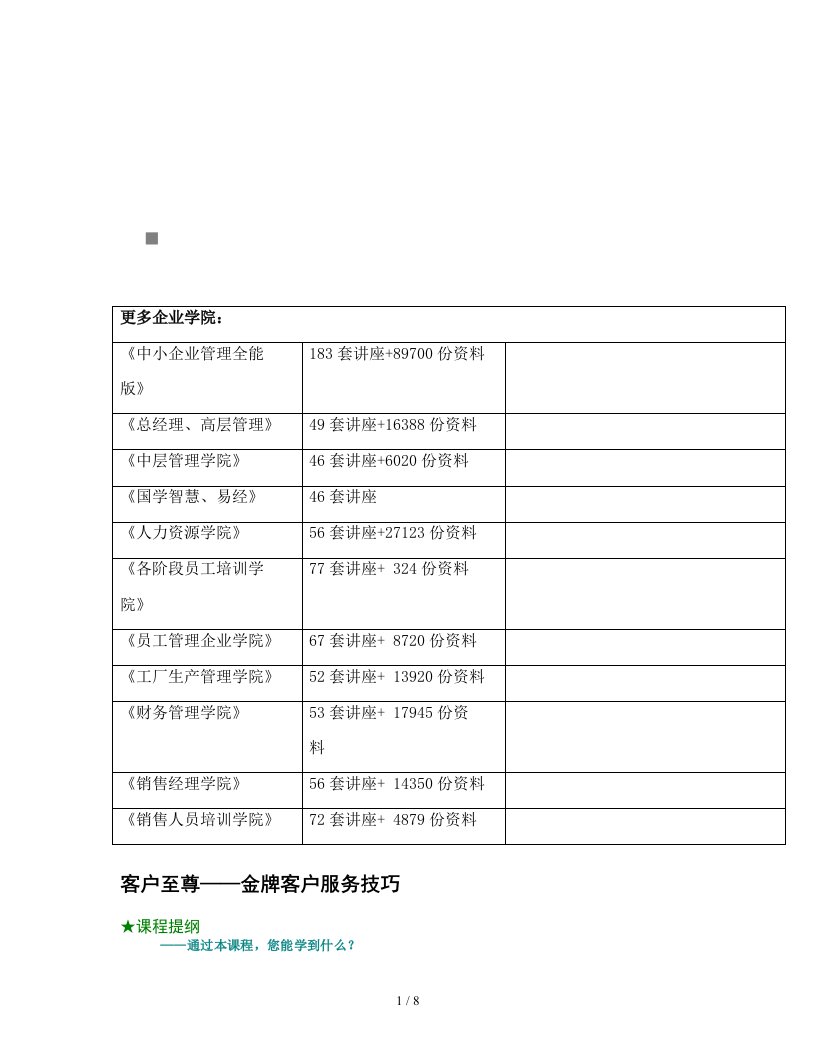 金牌客户服务技巧传授