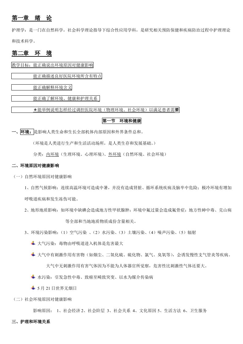 基础护理学知识点复习总结样稿