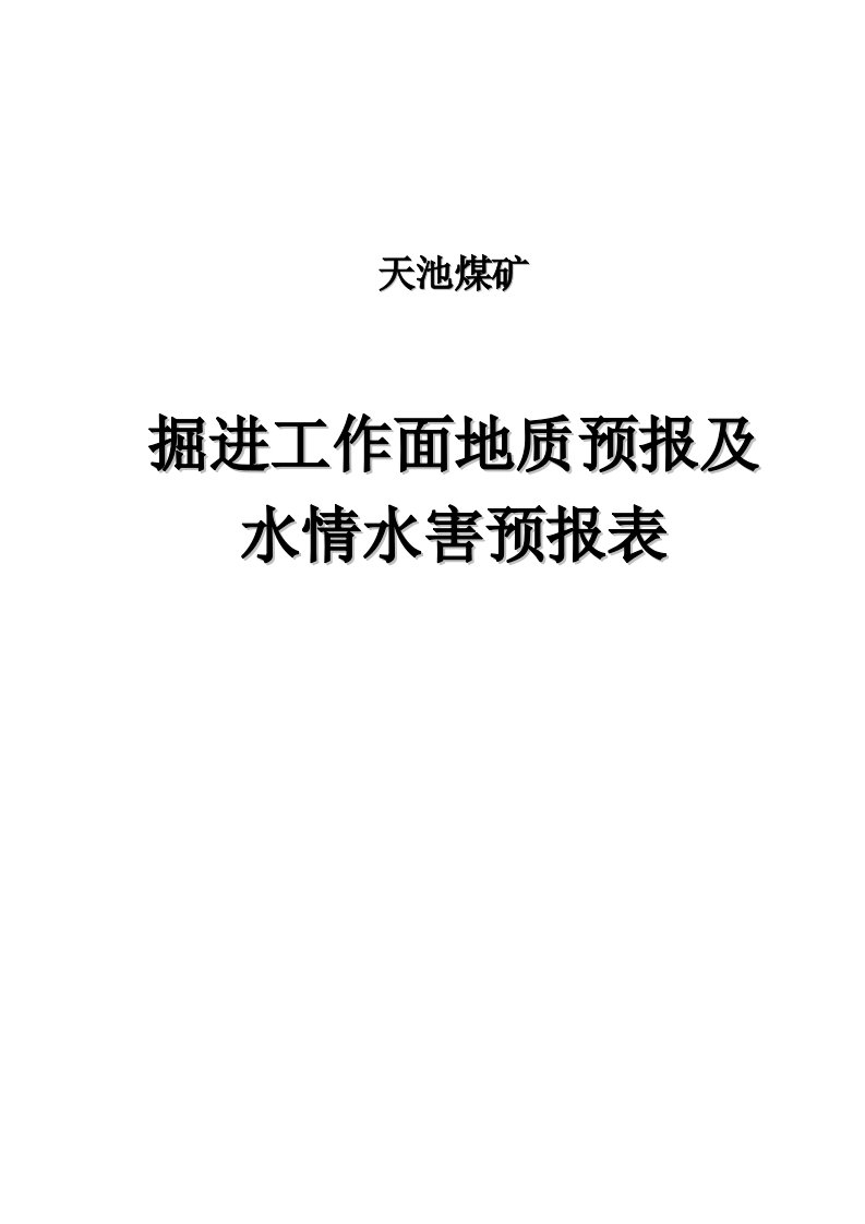 天池煤矿掘进工作面地质预报表