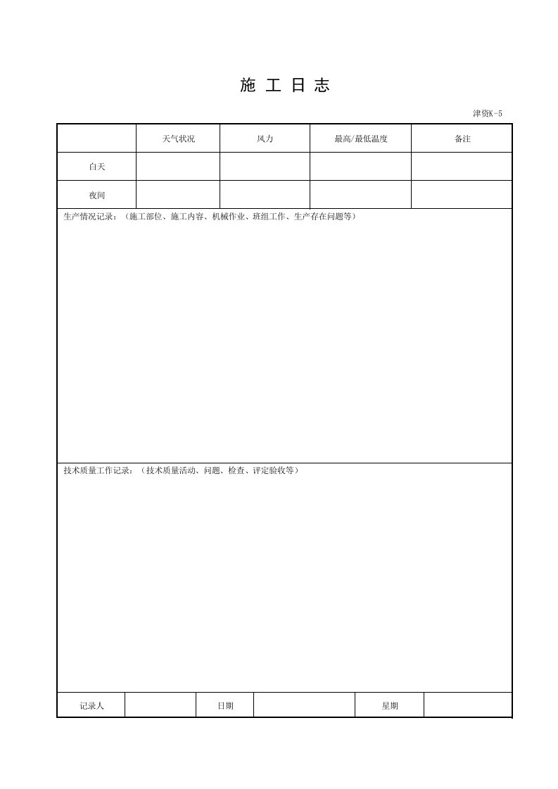 津资K-5施工日志