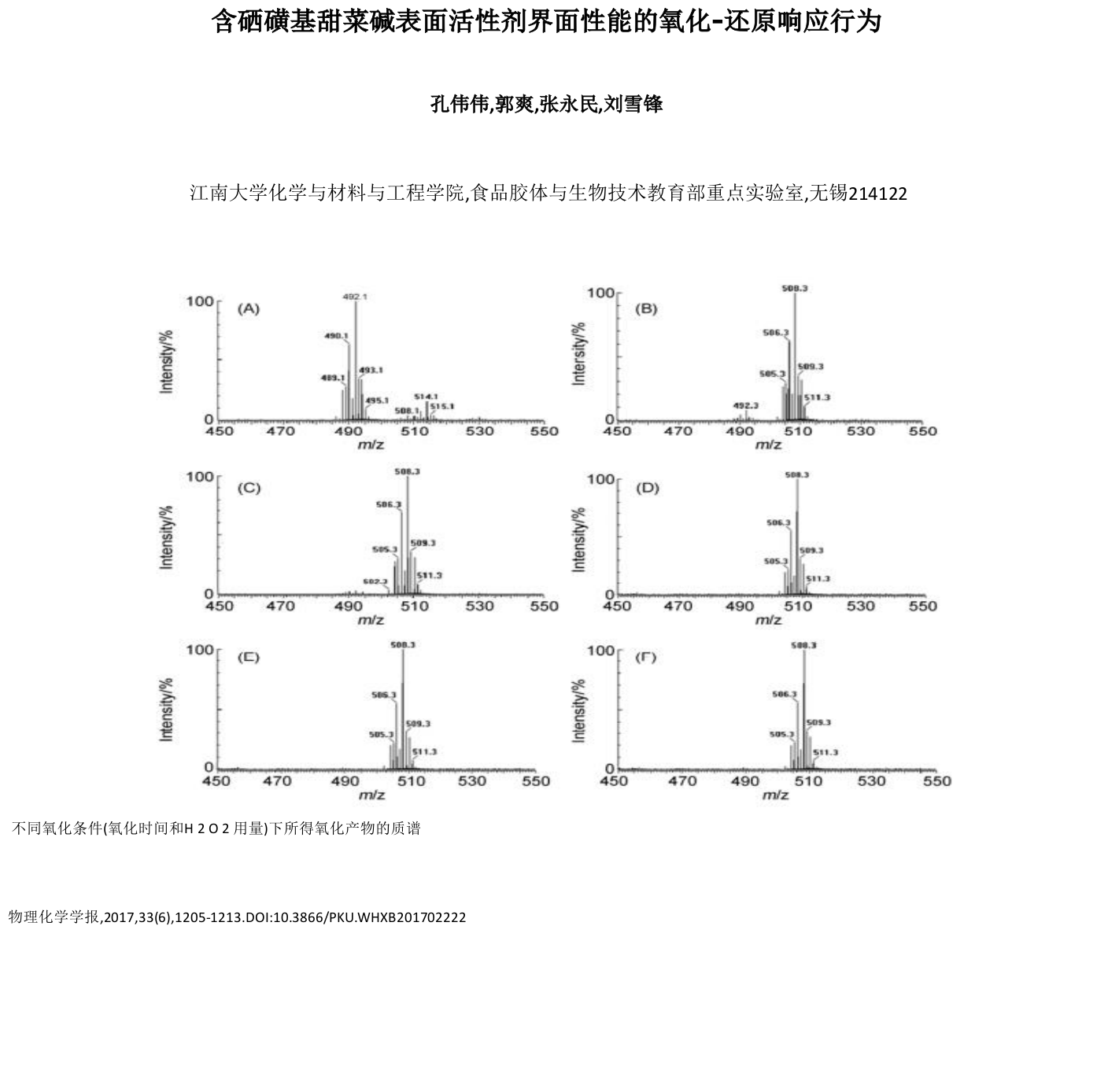 含硒磺基甜菜碱表面活性剂界面性能的氧化-还原响应行为