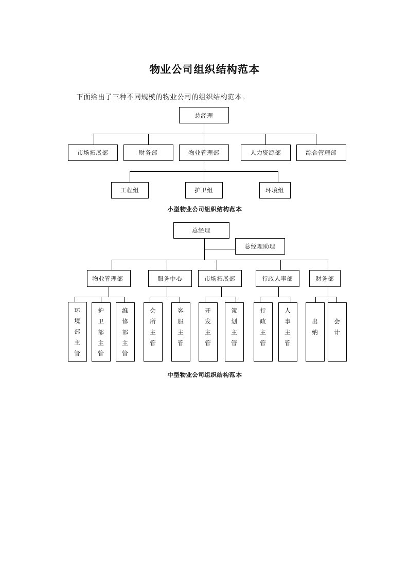 物业公司组织结构范本
