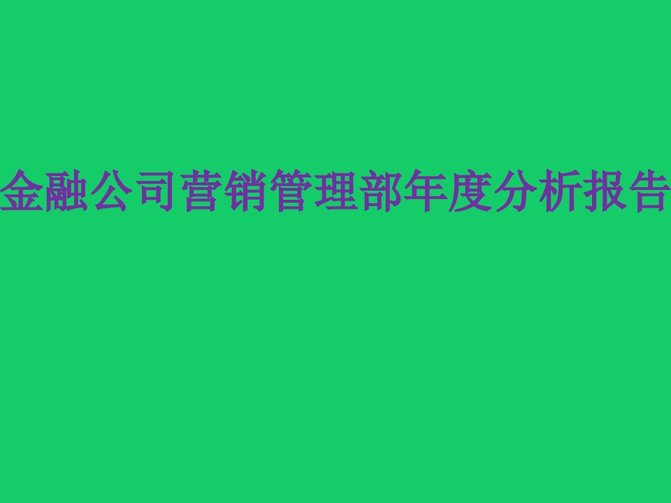 金融保险公司营销部年度工作总结报告(经典案例模板)课件