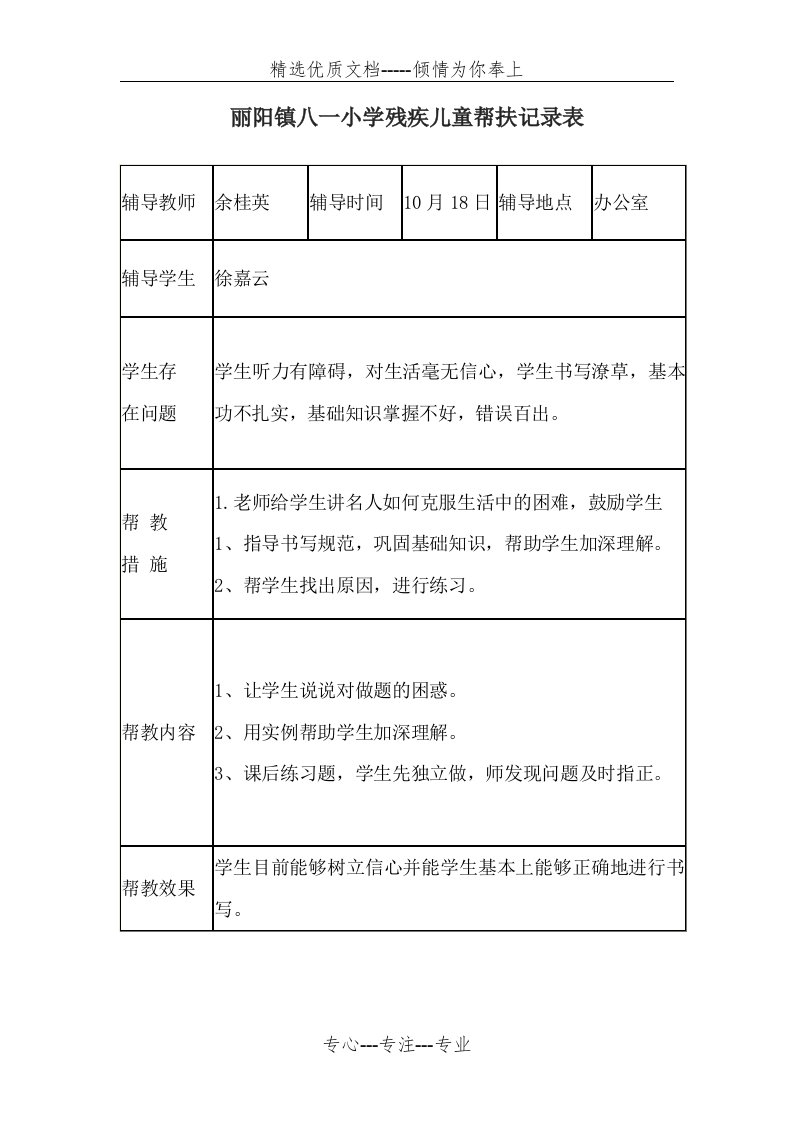 残疾儿童帮扶记录表(共2页)