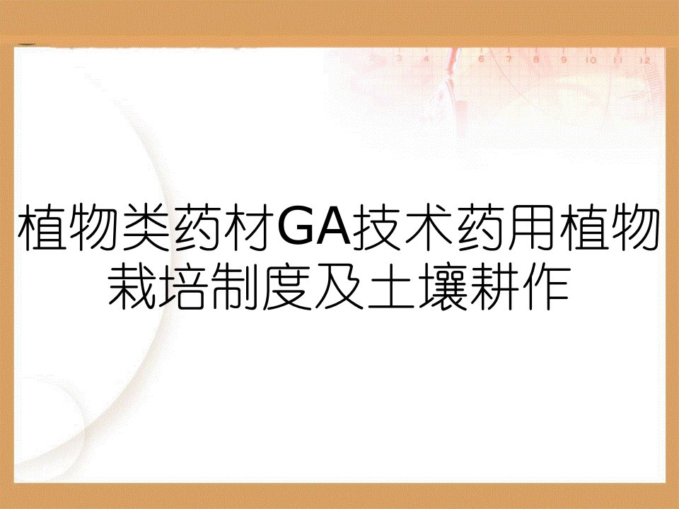 植物类药材GA技术药用植物栽培制度及土壤耕作