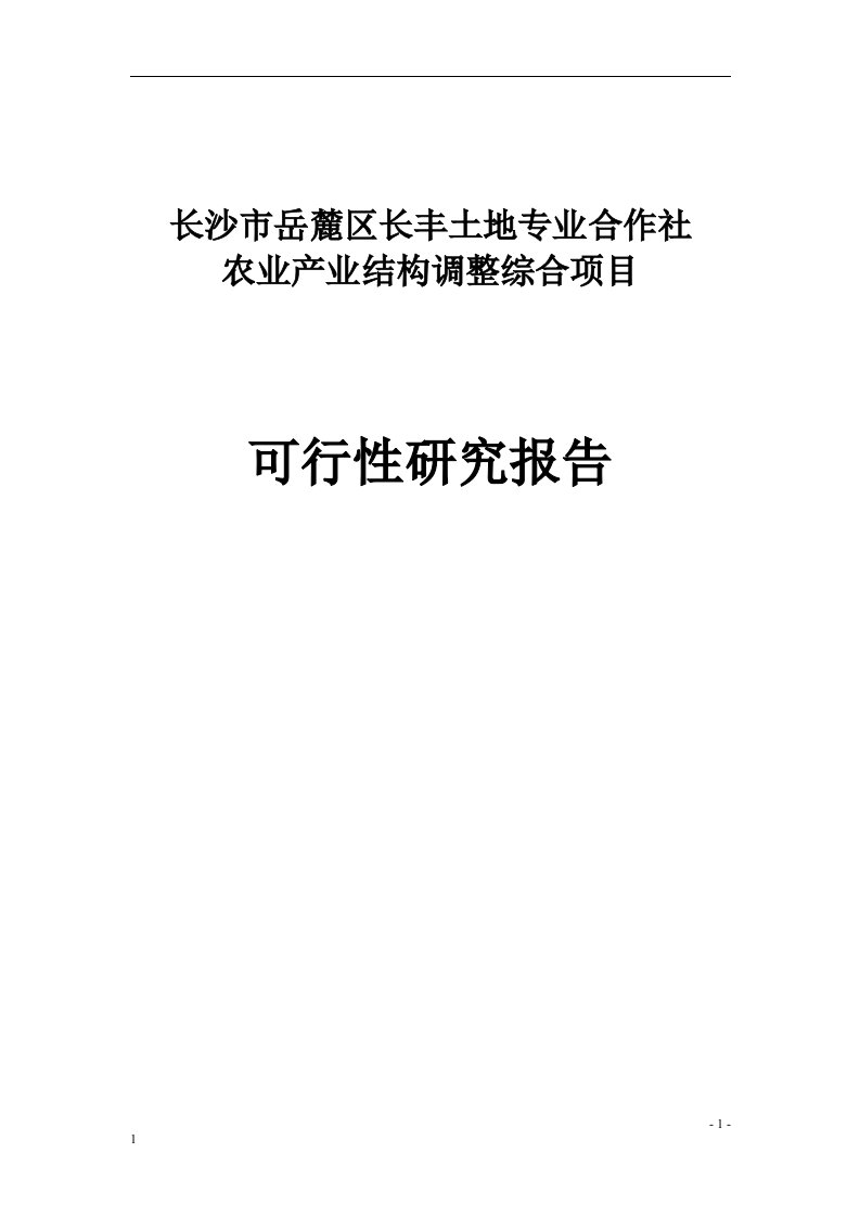 五丰村农业产业结构调整综合项目可行性报告