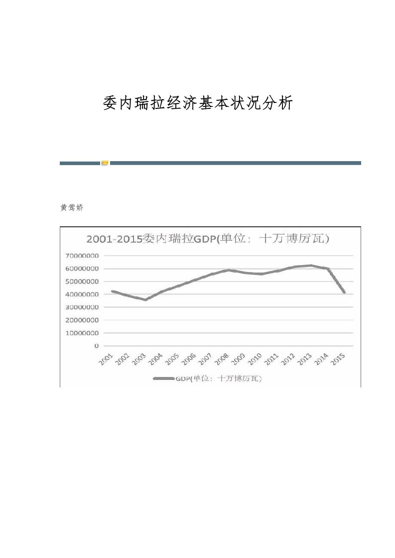 委内瑞拉经济基本状况分析