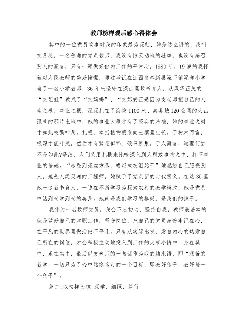 教师榜样观后感心得体会