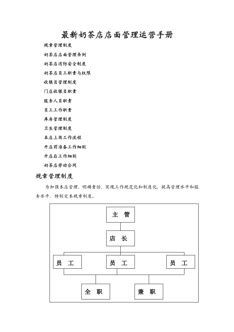 奶茶店店面管理运营手册附奶茶店劳动合同范本