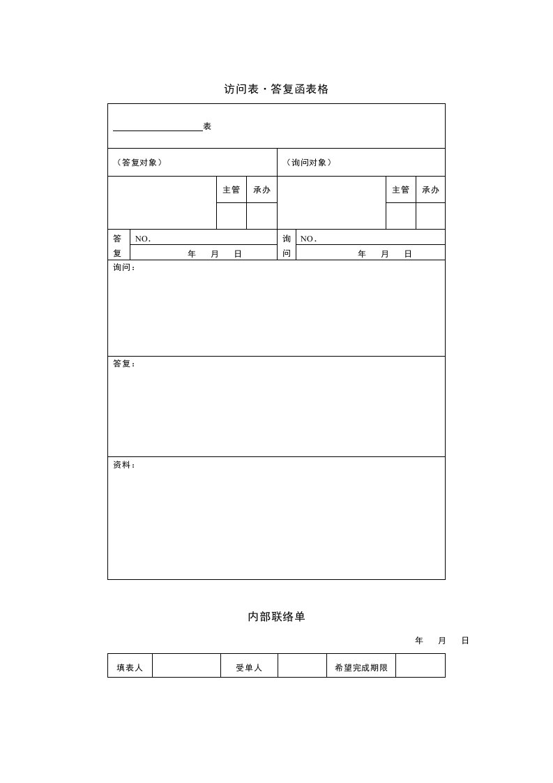 精选项目组织协调可用表格汇编