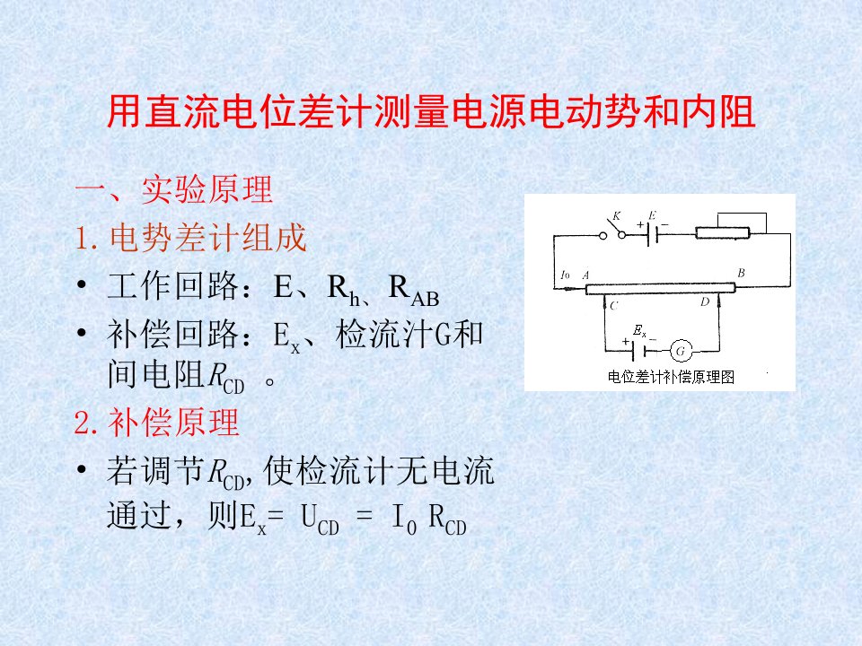 用直流电位差计测量电源电动势和内阻