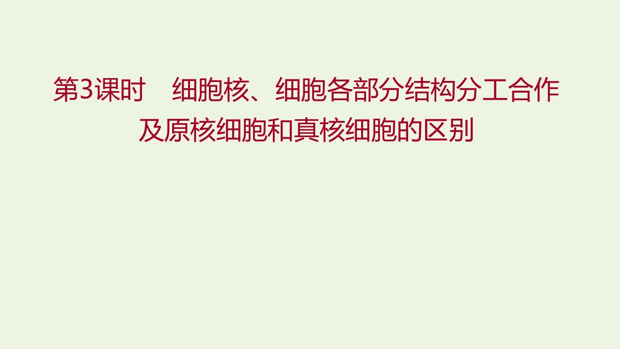 2021_2022学年新教材高中生物第二章细胞的结构和生命活动第二节第3课时细胞核细胞各部分结构分工合作及原核细胞和真核细胞的区别课件苏教版必修1