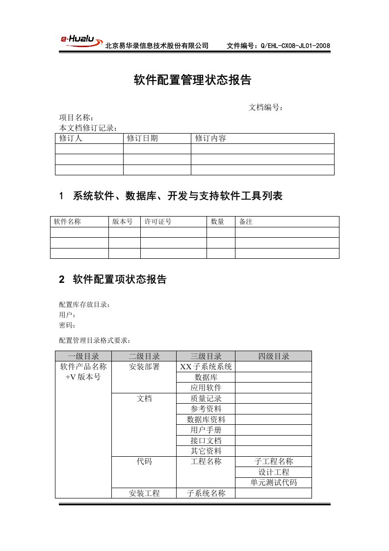 软件配置管理状态报告