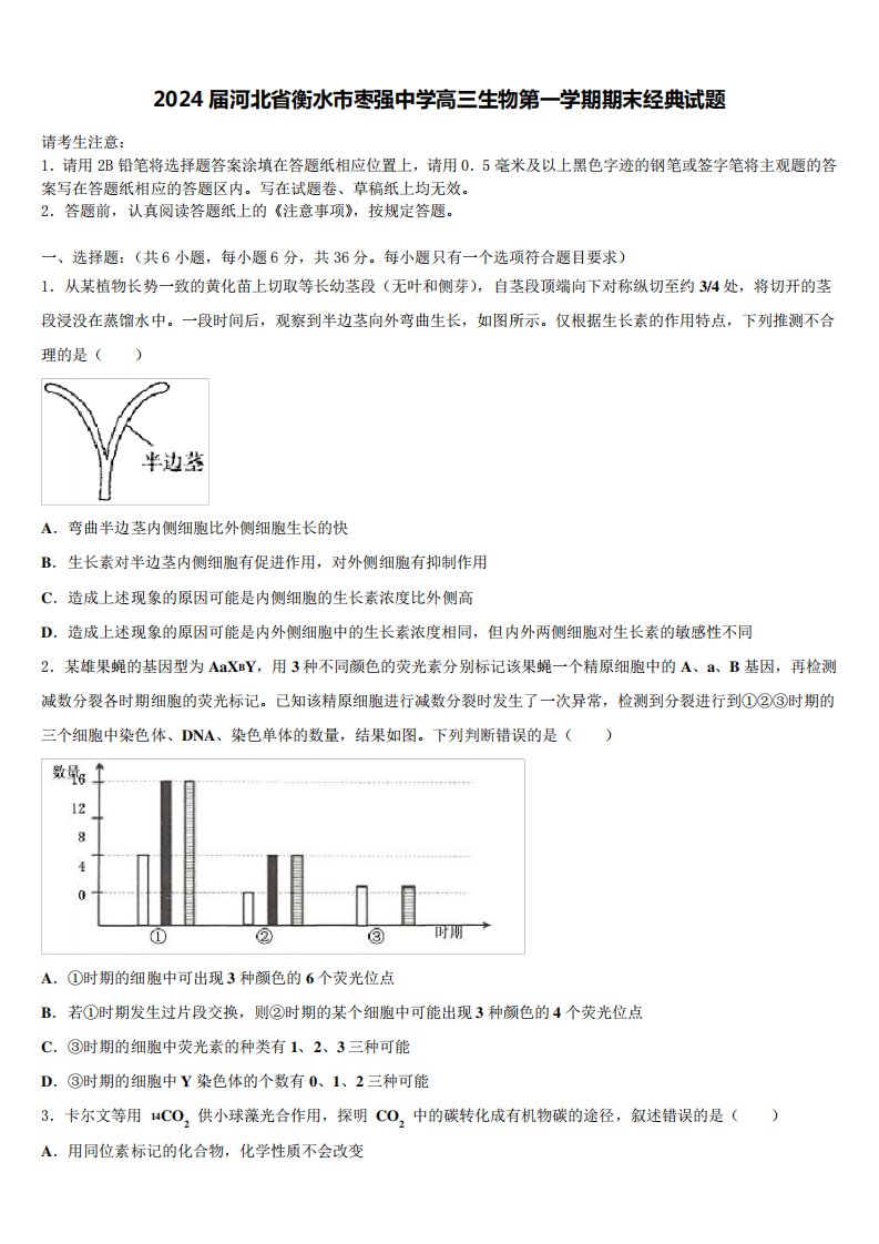 2024届河北省衡水市枣强中学高三生物第一学期期末经典试题含解析1141