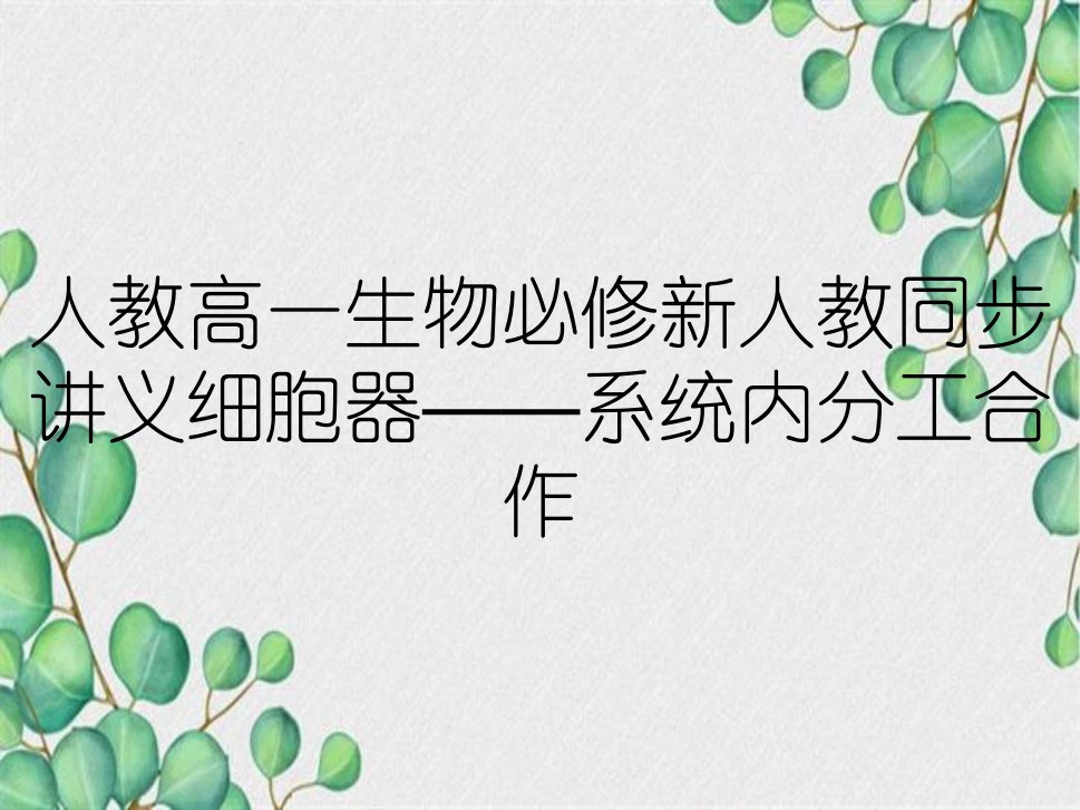 人教高一生物必修新人教同步讲义细胞器——系统内分工合作