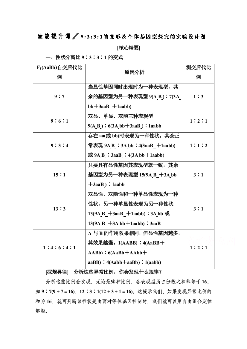 2020-2021学年人教版生物必修2教师用书：第1章