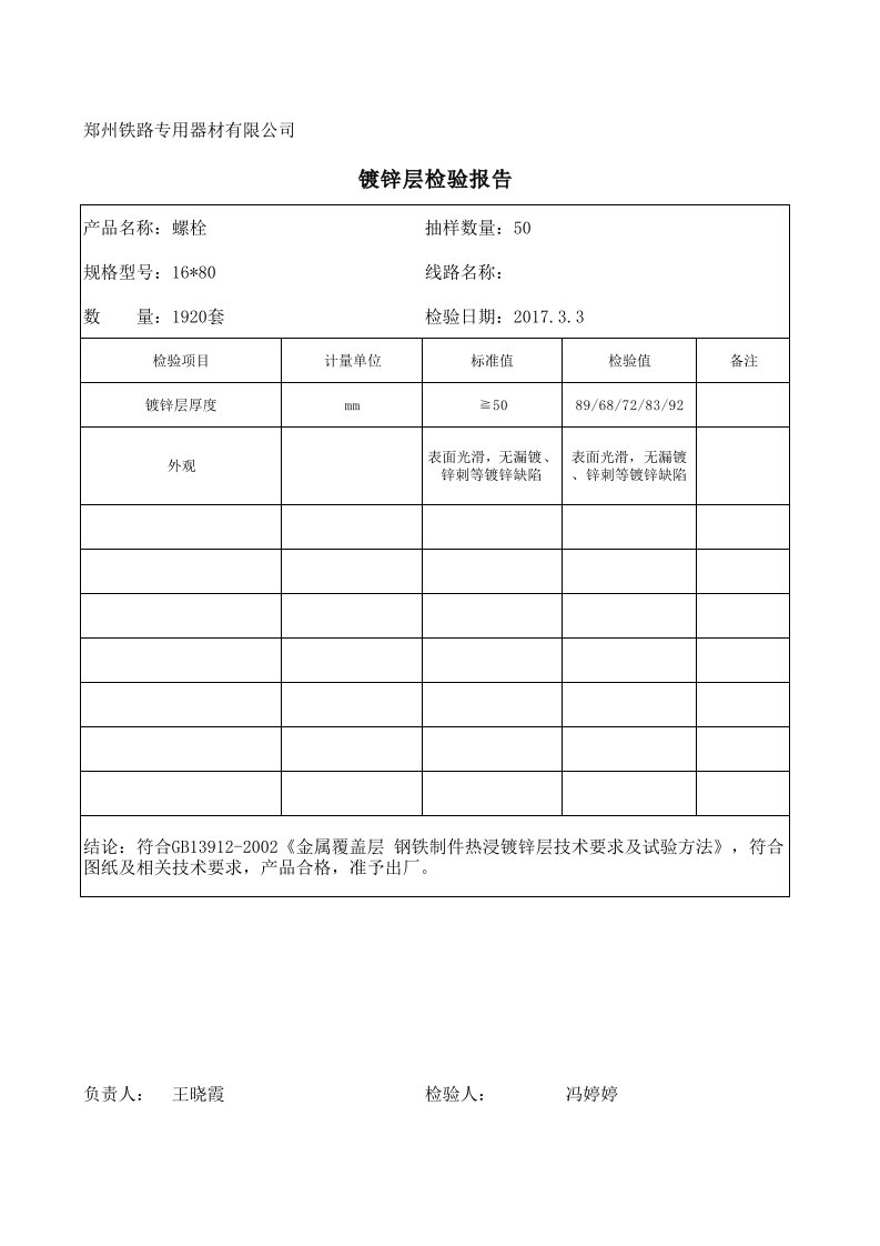 镀锌层检验报告