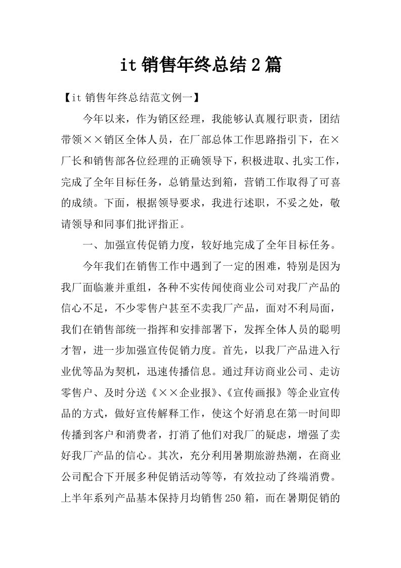 it销售年终总结2篇