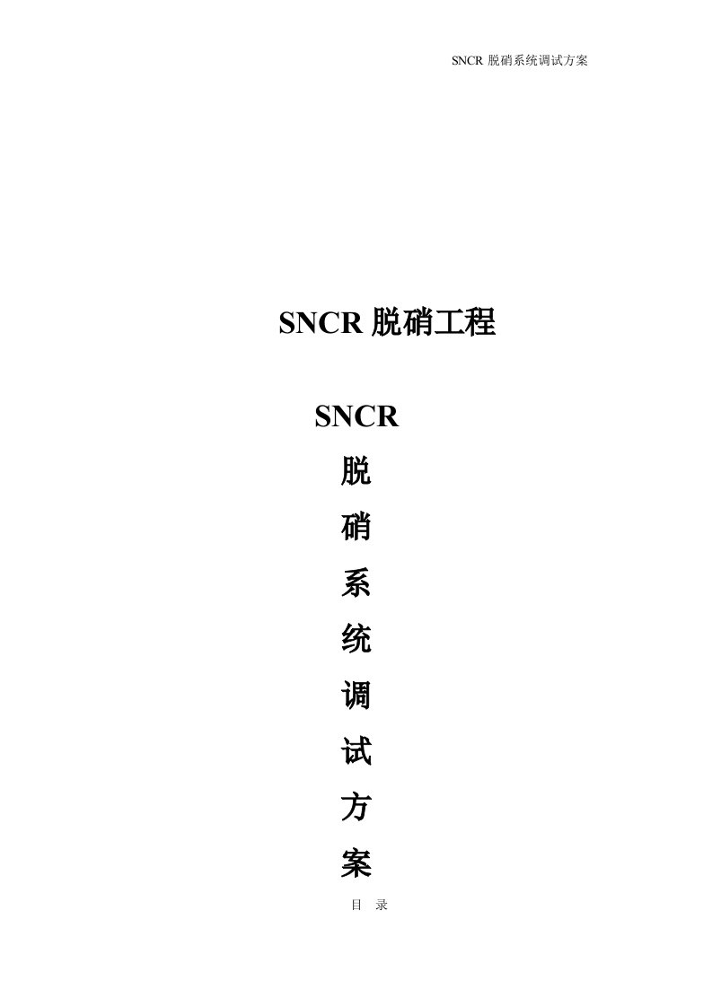 SNCR调试方案(详细)