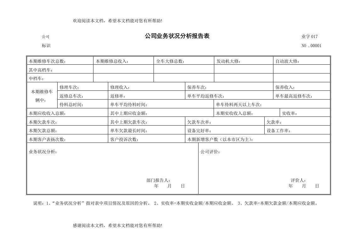 公司业务状况分析报告表01