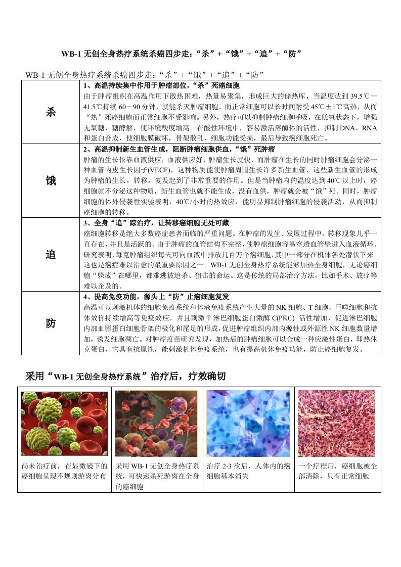 WB-1无创全身热疗系统杀癌四步走原理解说