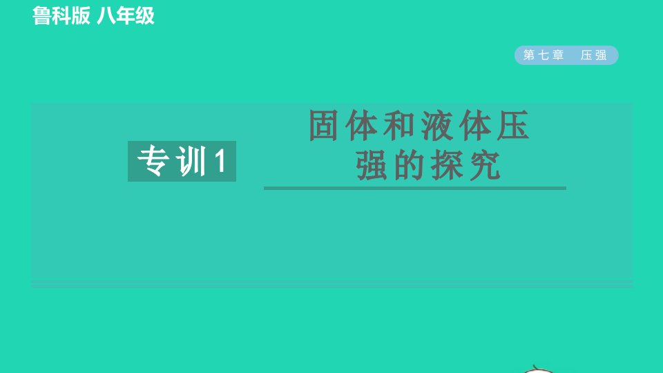 2022八年级物理下册第七章压强全章高频考点专训专训1固体和液体压强的探究习题课件鲁科版五四制