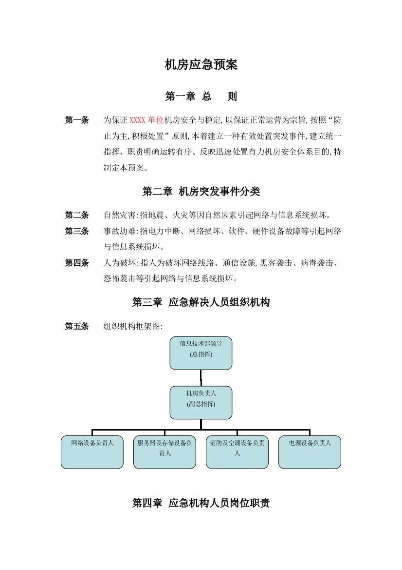 2022年度机房应急预案