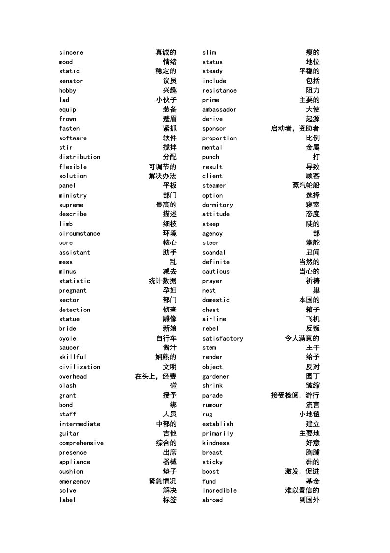 四级词汇表(乱序版)