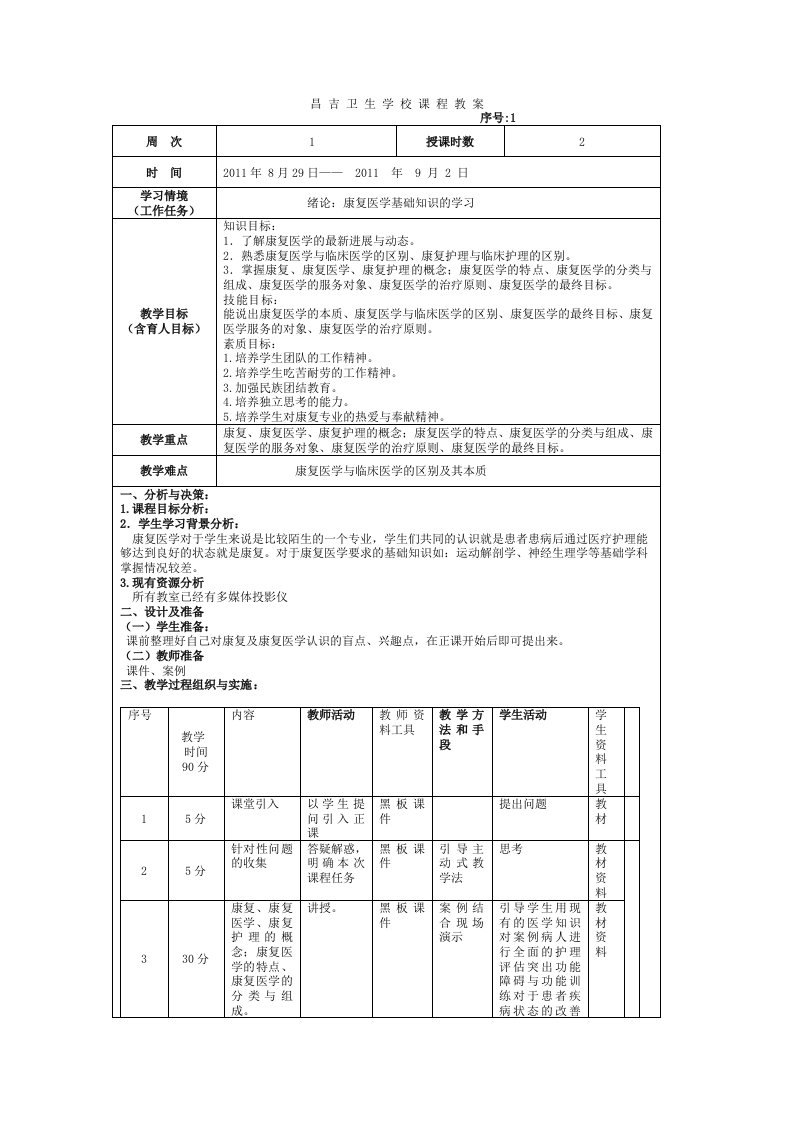 医院康复医学基础教案