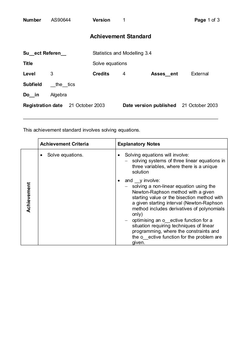 Solveequations-NewZealandQualificationsAuthority：90644解决方程-新西兰学历评估委员会