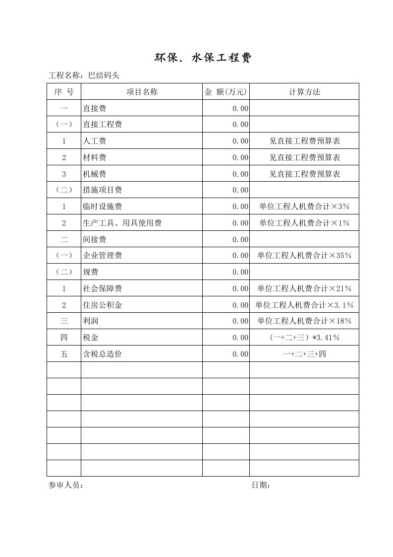 园林绿化工程预算万能套用表