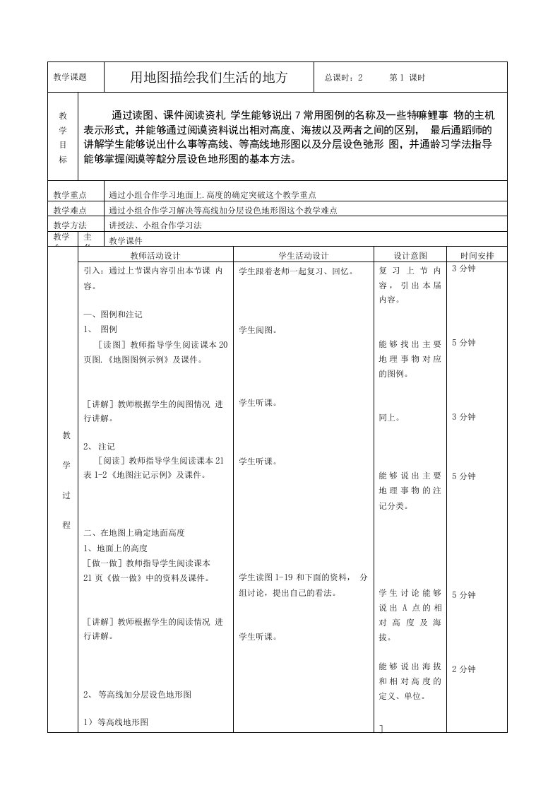 北京市顺义区大孙各庄中学七年级地理上册用地图描绘我们生活的地方第1课时教案