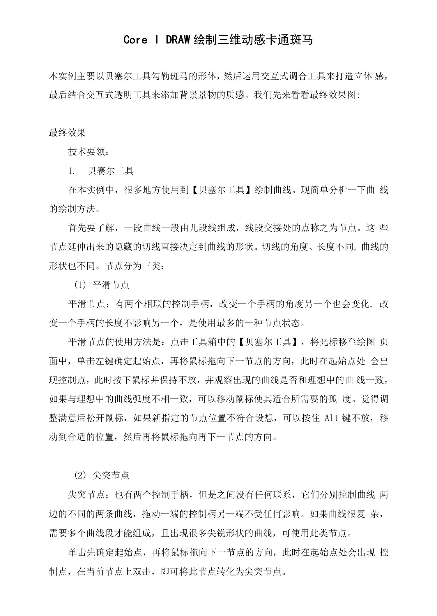 CorelDRAW绘制三维动感卡通斑马