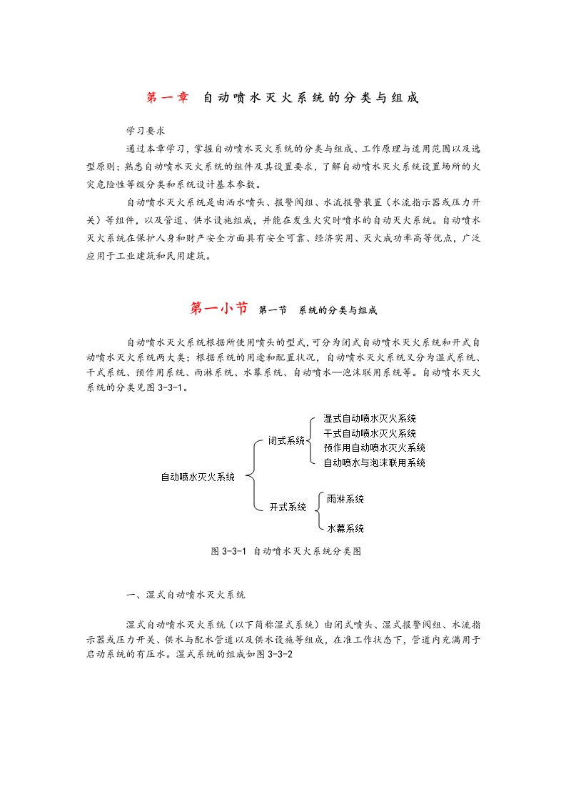 自动喷水灭火系统的分类与组成