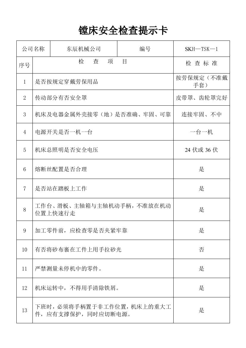 安全检查提示卡一法三卡