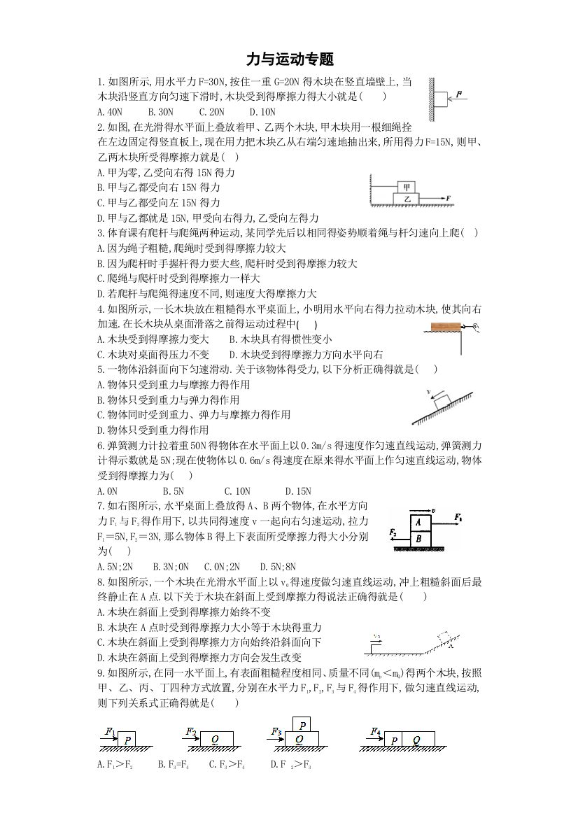 力和运动专题