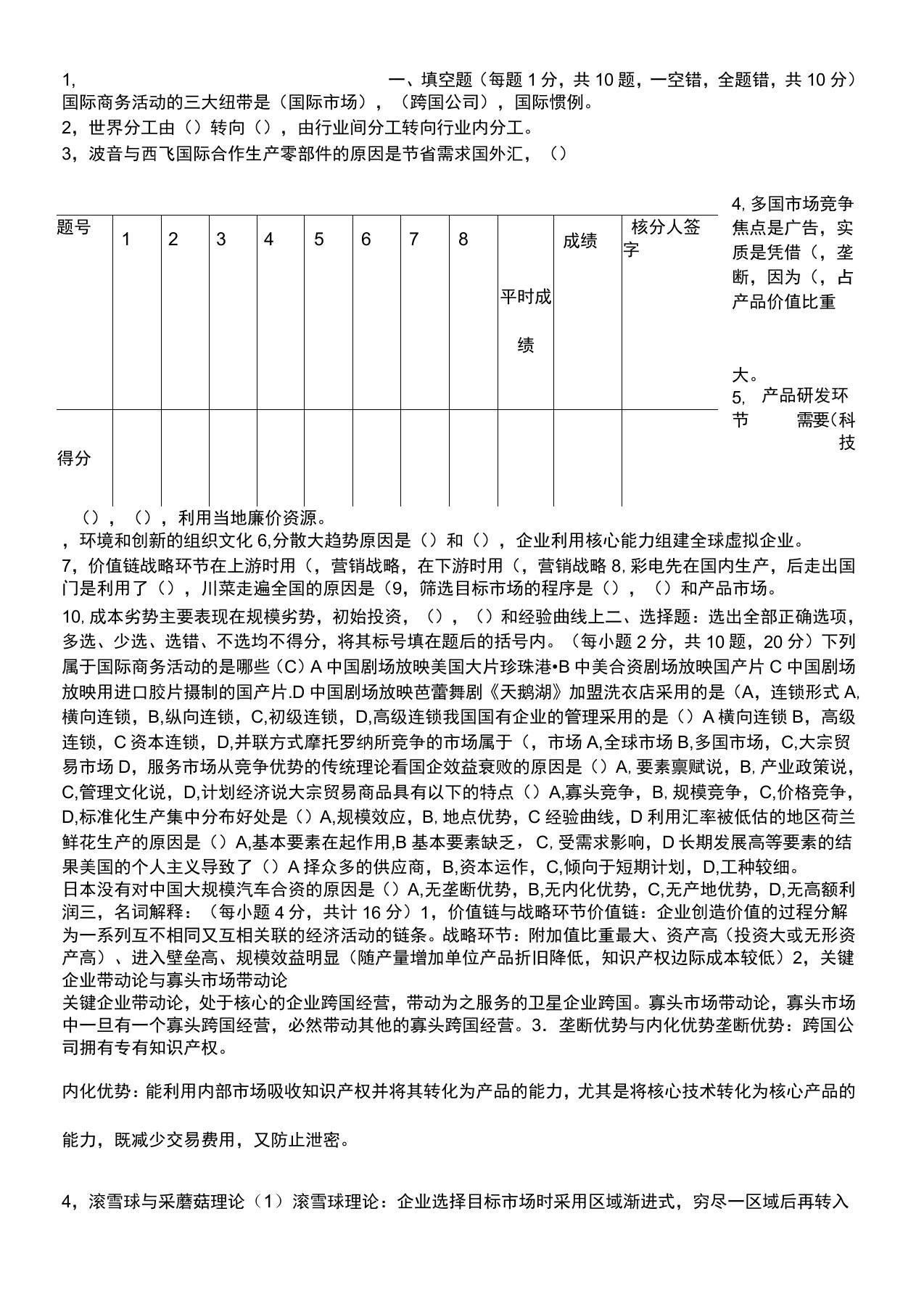 国际商务考试试题