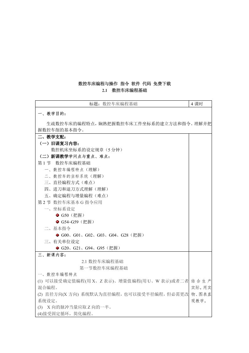 数控车床编程基础教学