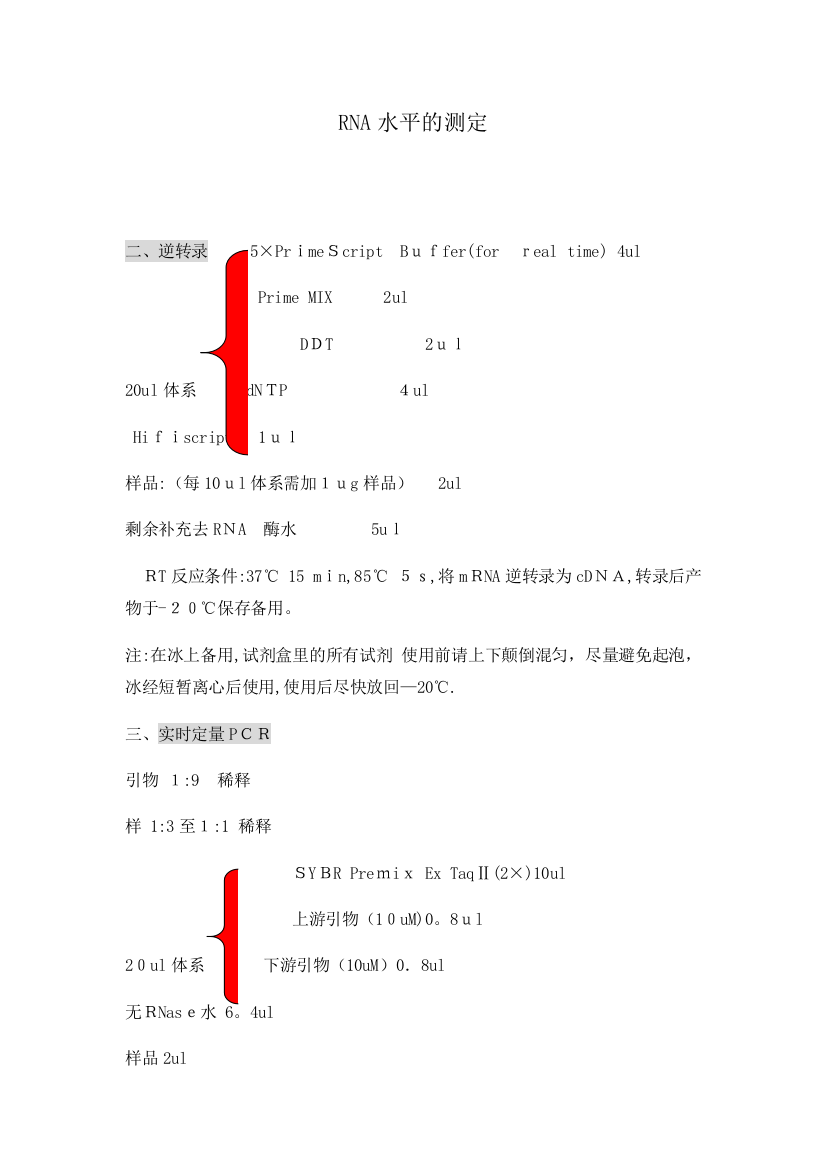 RNA水平的测定可编辑范本