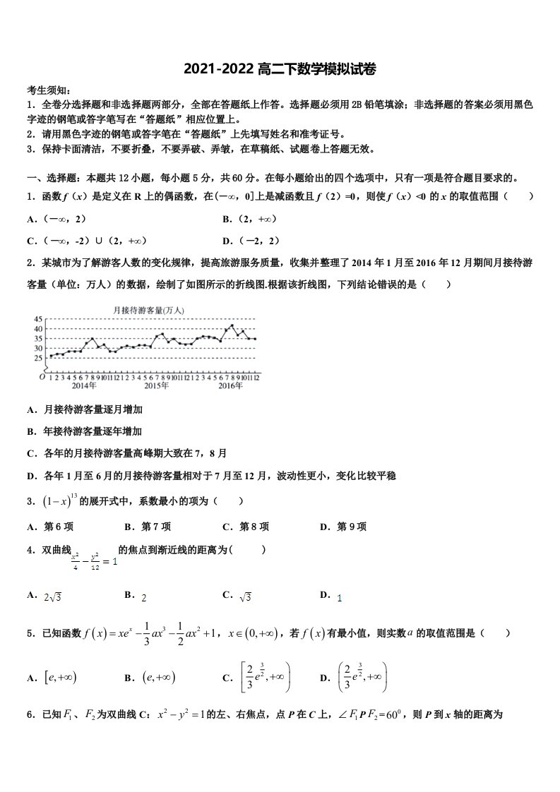 2022年黑龙江省克东县第一中学数学高二下期末达标检测模拟试题含解析