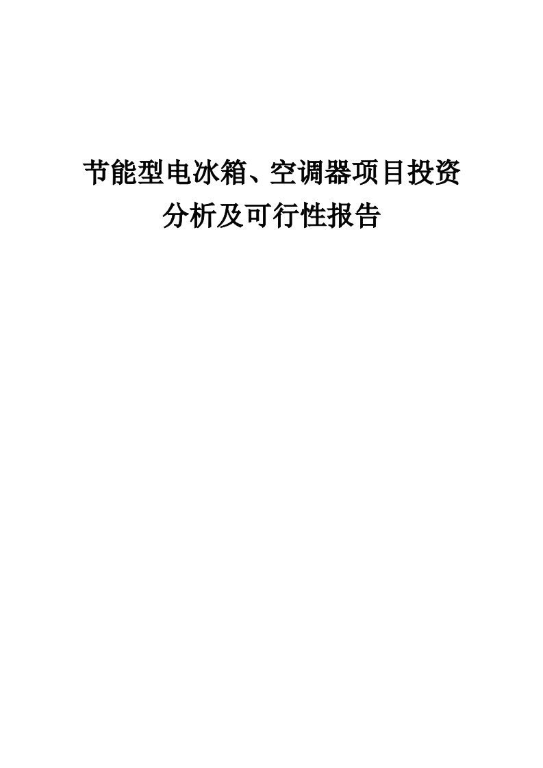 2024年节能型电冰箱、空调器项目投资分析及可行性报告