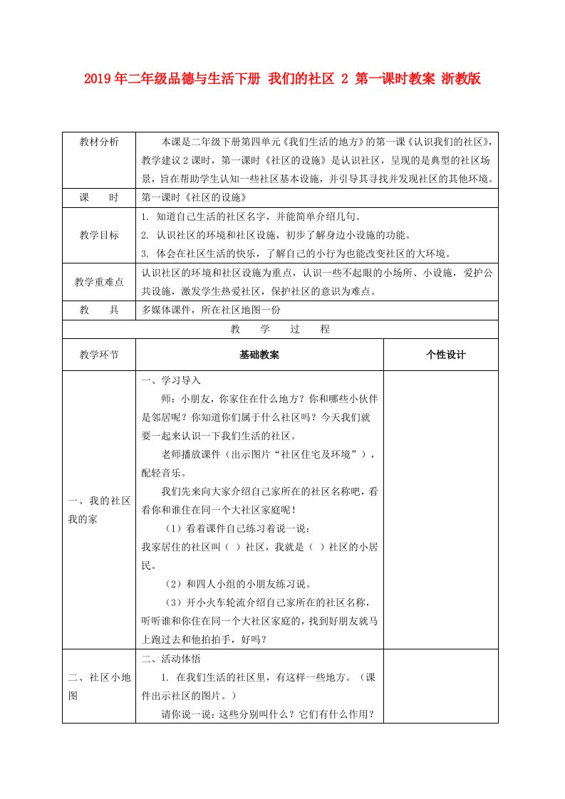 2019年二年级品德与生活下册