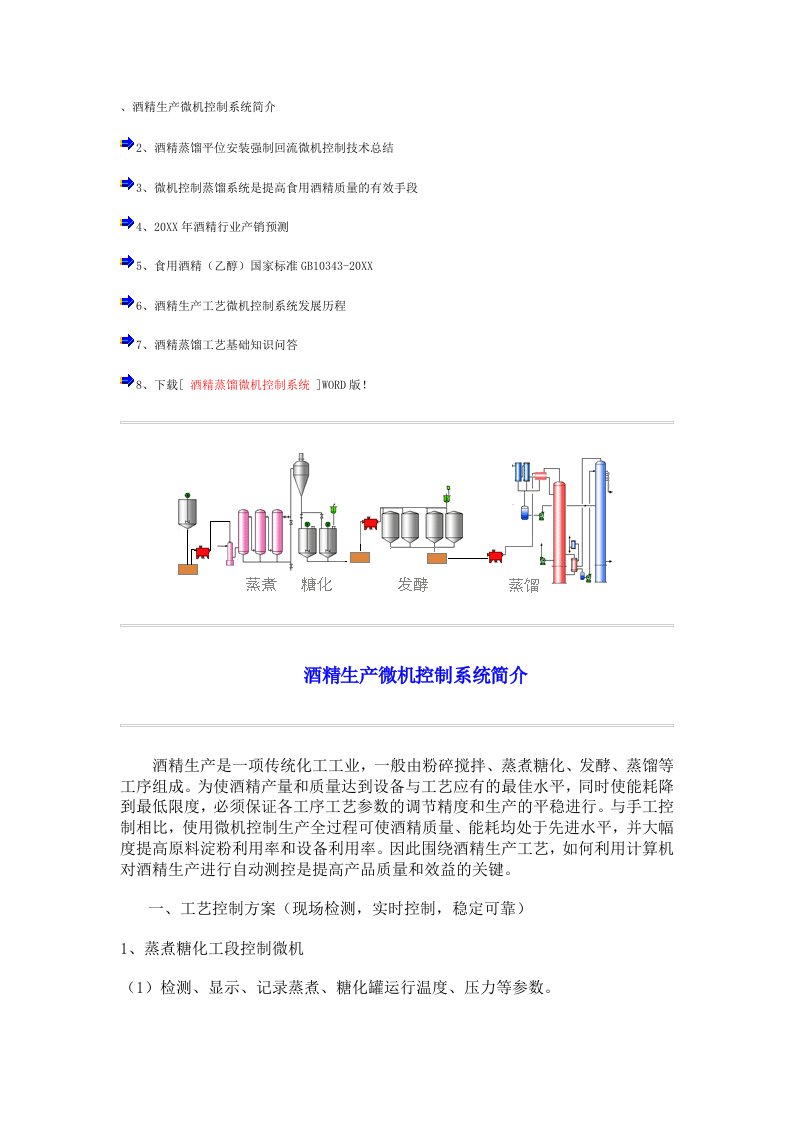 酒类资料-酒精生产微机控制系统简介