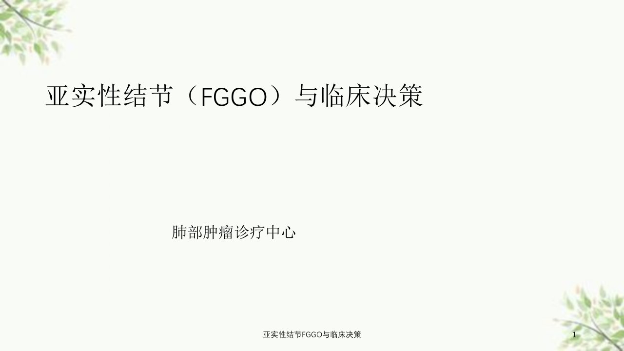 亚实性结节FGGO与临床决策ppt课件