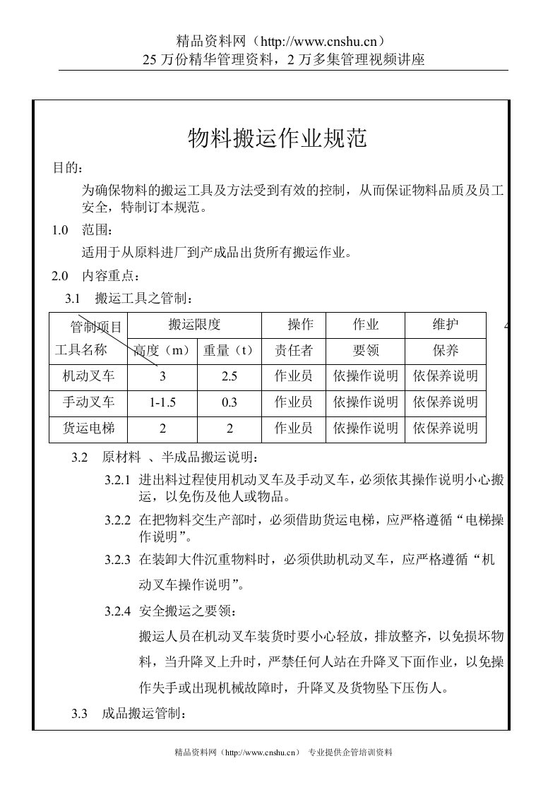 物料搬运作业规范