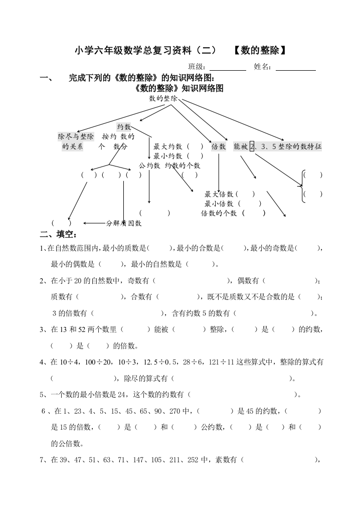 【小学中学教育精选】六年级数学总复习资料(二)