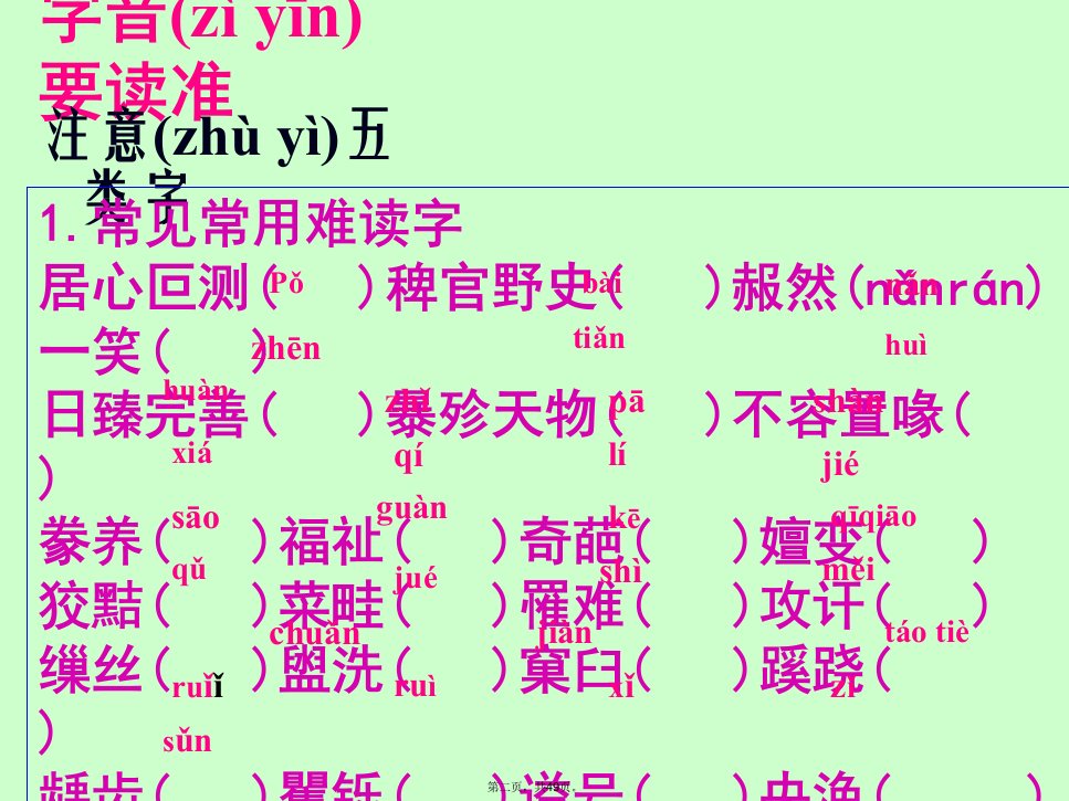 中职对口升学复习语文基础知识练习字音教学文案